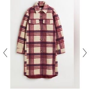 H&M Long Plaid Shirt Jacket